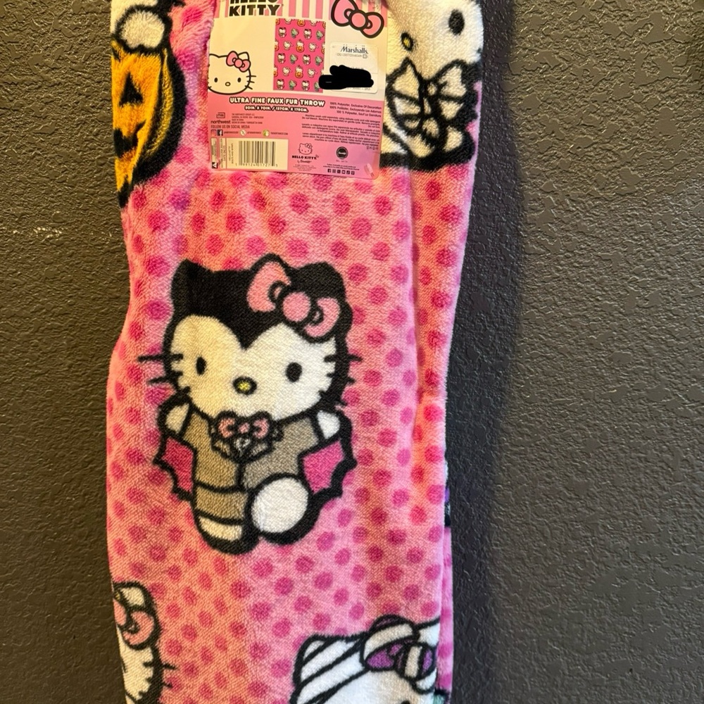 Hello Kitty Pink and White Halloween Blanket